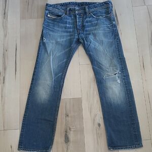 Diesel Safado 008Y3 Men's Blue Distressed Straight-Leg Jeans 32/30